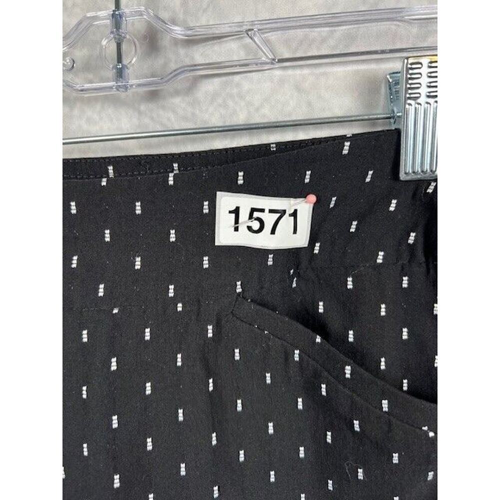 Talbots Pull On Viscose Straight Leg Black with White Embroidered Pants Sz 4 - Picture 7 of 7